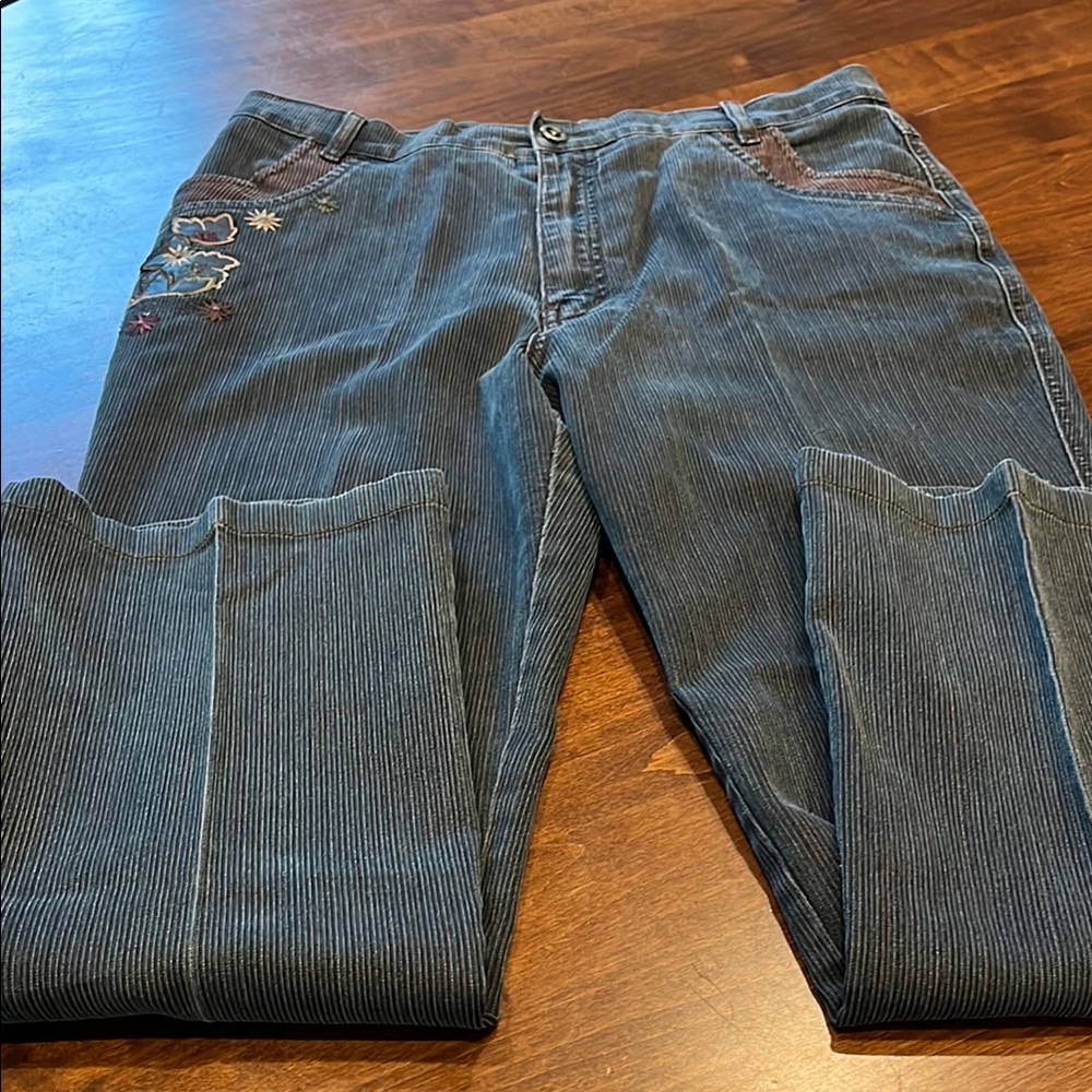 Levi’s Keen Eagle Striped Blue Jeans with Embroidery